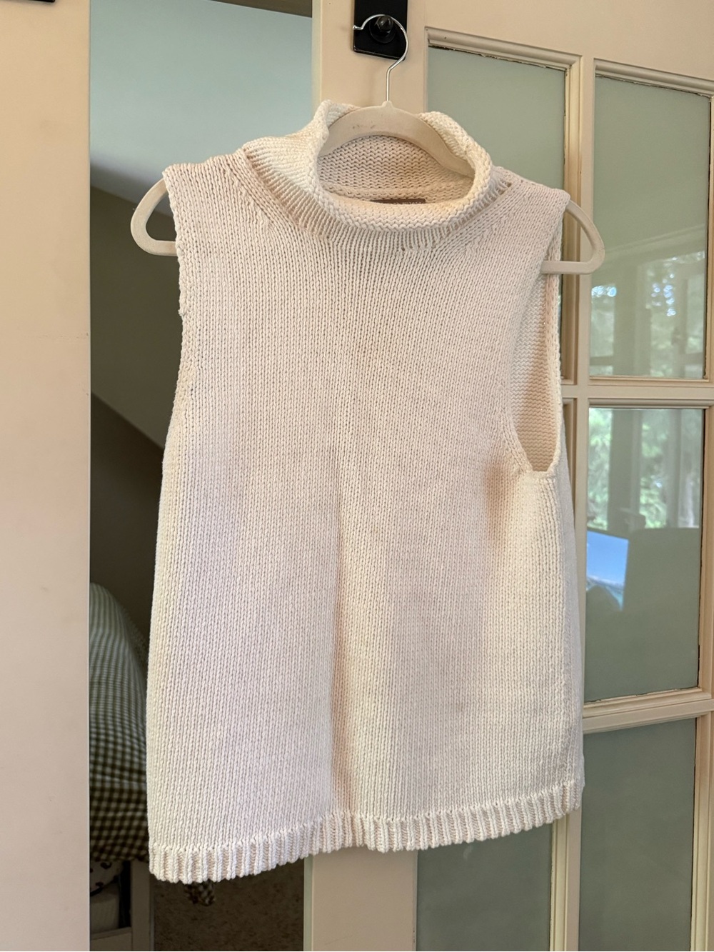 J Crew Sleeveless Turtleneck Knit Sweater Vest - white